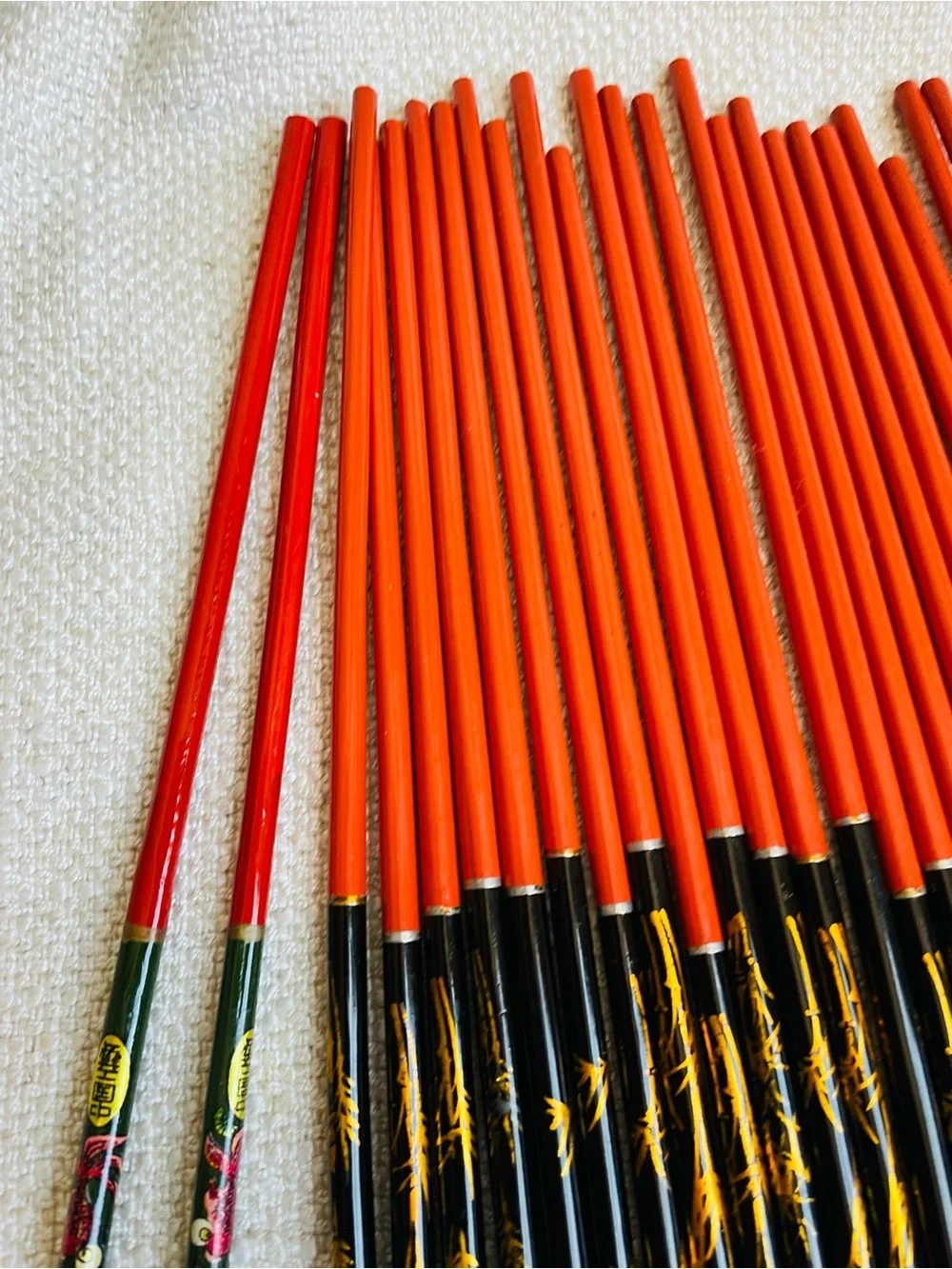 27 Vintage Red and Black Ornate Chopsticks